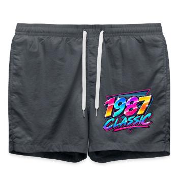 1987 Classic Neon Retro - Badeshorts - Anthrazit - Vorne - AI Model Male 185 light (185cm)