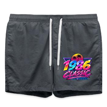 Neonpalmen 1986 Retro - Badeshorts - Anthrazit - Vorne - AI Model Male 185 light (185cm)
