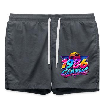 1986 Klassische Neonpalme - Badeshorts - Anthrazit - Vorne - AI Model Male 185 light (185cm)