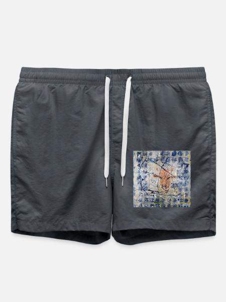 Orange Kuh im Splatter-Abstract - Badeshorts - Anthrazit
