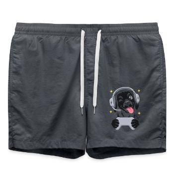 Gaming Labrador mit Headset und Controller - Badeshorts - Anthrazit - Vorne - AI Model Male 185 light (185cm)