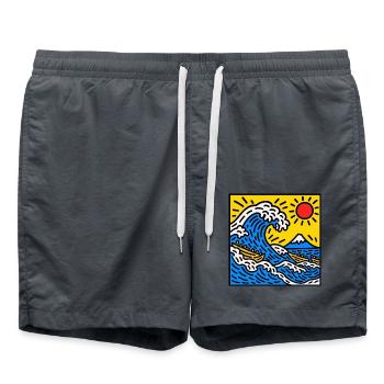 Bright Wave Sunrise mit Fuji Peak - Badeshorts - Anthrazit - Vorne - AI Model Male 185 light (185cm)