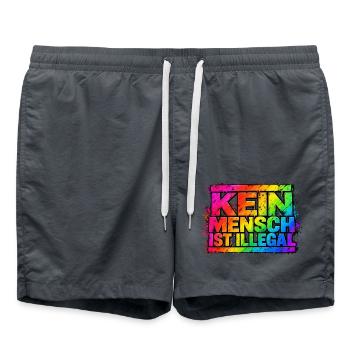 Kein Mensch Ist Illegal Regenbogen - Badeshorts - Anthrazit - Vorne - AI Model Male 185 light (185cm)