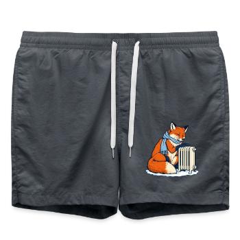Winterfuchs mit Schal am Heizkörper - Badeshorts - Anthrazit - Vorne - AI Model Male 185 light (185cm)