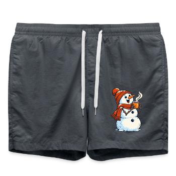 Winterwärme Schneemann mit Kaffee Tee - Badeshorts - Anthrazit - Vorne - AI Model Male 185 light (185cm)