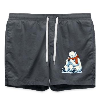 Eisbär mit Kaffeetassee - Teebecher - Badeshorts - Anthrazit - Vorne - AI Model Male 185 light (185cm)