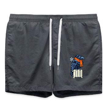 Winterkrähe mit Orangen Schal - Badeshorts - Anthrazit - Vorne - AI Model Male 185 light (185cm)