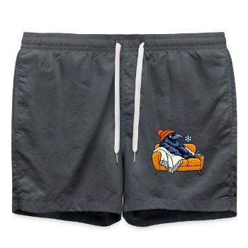 Rabe auf Cozy Couch - Badeshorts - Anthrazit - Vorne - AI Model Male 185 light (185cm)