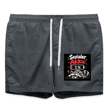 Sozialer Akku 1% Raccoon - Badeshorts - Anthrazit - Vorne - AI Model Male 185 light (185cm)