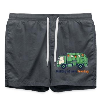 Müllauto – Mülltag ist mein Feiertag - Badeshorts - Anthrazit - Vorne - AI Model Male 185 light (185cm)