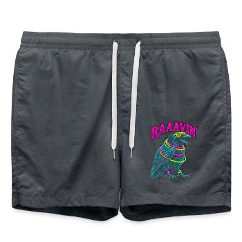 Raaavin Rabe Rave EDM Techno Festival Psychodelic - Badeshorts - Anthrazit - Vorne - AI Model Male 185 light (185cm)