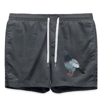 Stadttaube - Realistisch gemalte Taube - Badeshorts - Anthrazit - Vorne - AI Model Male 185 light (185cm)