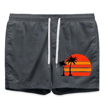Sonnenuntergang am Palmenstrand - Badeshorts - Anthrazit - Vorne - AI Model Male 185 light (185cm)