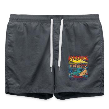 Retro Cannes France The French Riviera - Badeshorts - Anthrazit - Vorne - AI Model Male 185 light (185cm)
