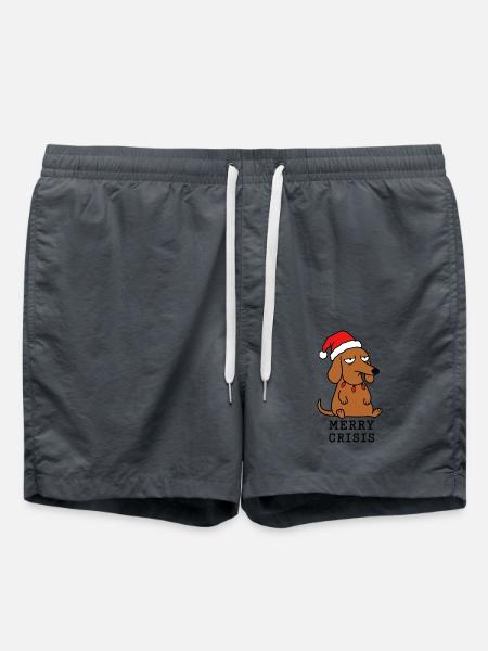 Frohe Krise – Weihnachtsdackel und Humor - Badeshorts - Anthrazit