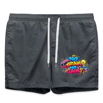 KEIN GEHIRN, KEIN GEWINN – Das Graffiti der Gehirne! - Badeshorts - Anthrazit - Vorne - AI Model Male 185 light (185cm)