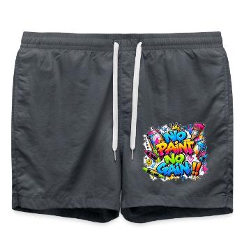 KEIN ANMALEN, KEIN WINS, Aufkleber – Graffiti, das knallt! - Badeshorts - Anthrazit - Vorne - AI Model Male 185 light (185cm)