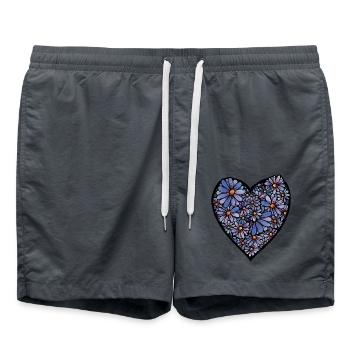 Blaue Blütenherzblüte - Badeshorts - Anthrazit - Vorne - AI Model Male 185 light (185cm)