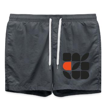 GEFÜGE 01 – Geometrische Formen - Badeshorts - Anthrazit - Vorne - AI Model Male 185 light (185cm)