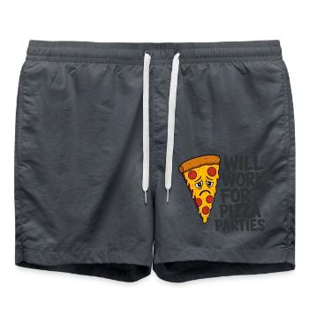 Pizza Party Typografie Nurse Pflege Sarkasmus RN - Badeshorts - Anthrazit - Vorne - AI Model Male 185 light (185cm)