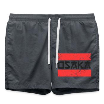 Osaka Japan Grunge Rot Streifen Japanische Stadt - Badeshorts - Anthrazit - Vorne - AI Model Male 185 light (185cm)