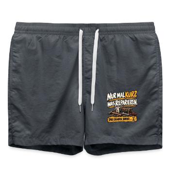 Nur mal kurz was reparieren – Handwerker Humor - Badeshorts - Anthrazit - Vorne - AI Model Male 185 light (185cm)
