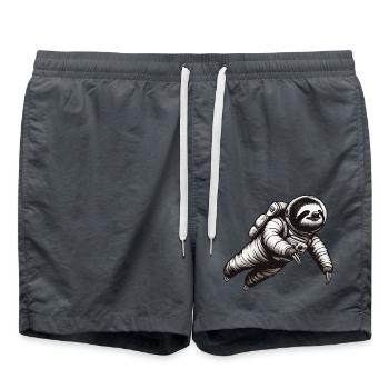 Faultier als Astronaut – Schwarz-Weiß - Badeshorts - Anthrazit - Vorne - AI Model Male 185 light (185cm)
