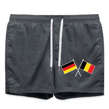 Deutschland & Belgien Flaggen - Partnerschaft - Badeshorts - Anthrazit - Vorne - AI Model Male 185 light (185cm)