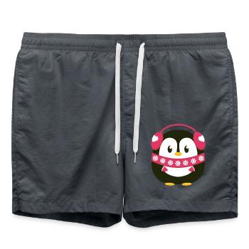 Süßer Pinguin in Pink mit Winterlook  - Badeshorts - Anthrazit - Vorne - AI Model Male 185 light (185cm)