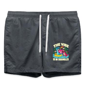 Pool Dinosaurier Die Stimmung ist im Chaos - Badeshorts - Anthrazit - Vorne - AI Model Male 185 light (185cm)