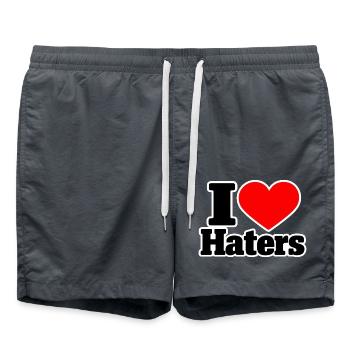 I Love Haters – Lustiger Statement Spruch - Badeshorts - Anthrazit - Vorne - AI Model Male 185 light (185cm)