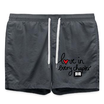 Love in Every Chapter – Design für Bücherliebe - Badeshorts - Anthrazit - Vorne - AI Model Male 185 light (185cm)
