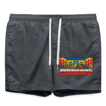 Pop-Art-Panel zum letzten Abendmahl - Badeshorts - Anthrazit - Vorne - AI Model Male 185 light (185cm)