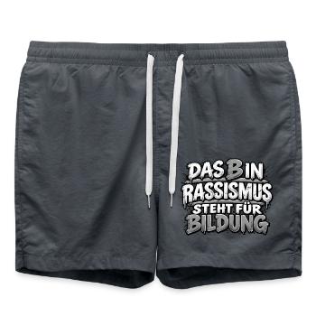Rassismus ist keine Bildung - Badeshorts - Anthrazit - Vorne - AI Model Male 185 light (185cm)
