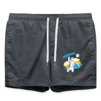 Freeeee! Volleyballer beim Angriff – Free Ball - Badeshorts - Anthrazit - Vorne - AI Model Male 185 light (185cm)