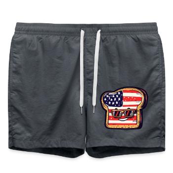 Toast mit USA-Flagge und Sonnenbrille - Badeshorts - Anthrazit - Vorne - AI Model Male 185 light (185cm)