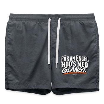 Engeltext Schwarzweiß mit Orange Schwung - Badeshorts - Anthrazit - Vorne - AI Model Male 185 light (185cm)