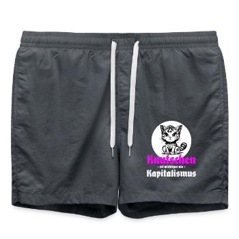 Knutschen ist wichtiger als Kapitalismus - Badeshorts - Anthrazit - Vorne - AI Model Male 185 light (185cm)