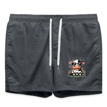 Not in the Mood – Lustige Kuh mit Sonnenbrille - Badeshorts - Anthrazit - Vorne - AI Model Male 185 light (185cm)