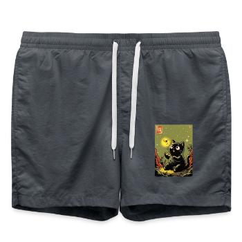 Nachtkatz mit Glühkäfer - Badeshorts - Anthrazit - Vorne - AI Model Male 185 light (185cm)