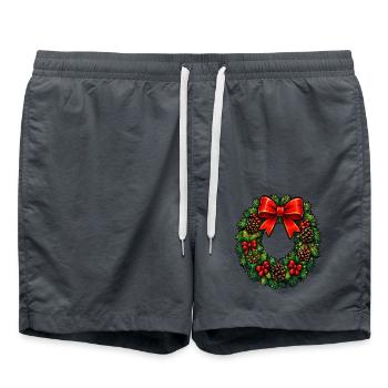 Weihnachtskranz mit roter Schleife - Badeshorts - Anthrazit - Vorne - AI Model Male 185 light (185cm)