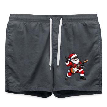 Rockender Weihnachts-Santa mit E-Gitarre - Badeshorts - Anthrazit - Vorne - AI Model Male 185 light (185cm)