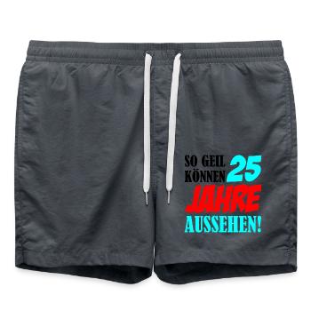 25 Jahre Aussehen – Retro Comic Stil - Badeshorts - Anthrazit - Vorne - AI Model Male 185 light (185cm)