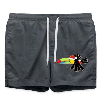 Weihnachtskielschnabel-Tukan - Badeshorts - Anthrazit - Vorne - AI Model Male 185 light (185cm)