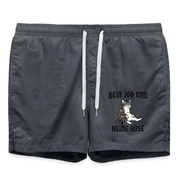 Katze - Kein job und keine Hose - Badeshorts - Anthrazit - Vorne - AI Model Male 185 light (185cm)