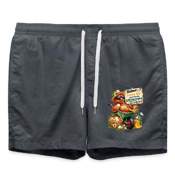 Glückliche Hühner tolle Eier Selbstversorgung - Badeshorts - Anthrazit - Vorne - AI Model Male 185 light (185cm)