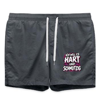 Ich will es hart und schmutzig – Frecher Spruch - Badeshorts - Anthrazit - Vorne - AI Model Male 185 light (185cm)