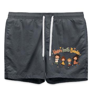 Familien Shirt personalisierbar mit Namen  - Badeshorts - Anthrazit - Vorne - AI Model Male 185 light (185cm)