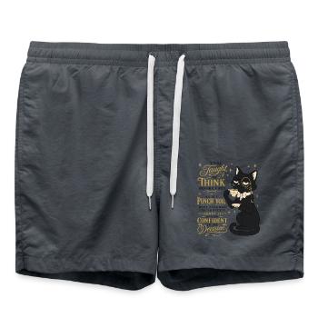  Think Before I Act Punch You Sarkasmus Humor - Badeshorts - Anthrazit - Vorne - AI Model Male 185 light (185cm)