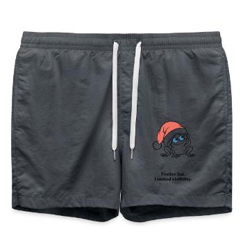 Weihnachtsfrosch probiert eine übergroße Weihnachtsmütze - Badeshorts - Anthrazit - Vorne - AI Model Male 185 light (185cm)